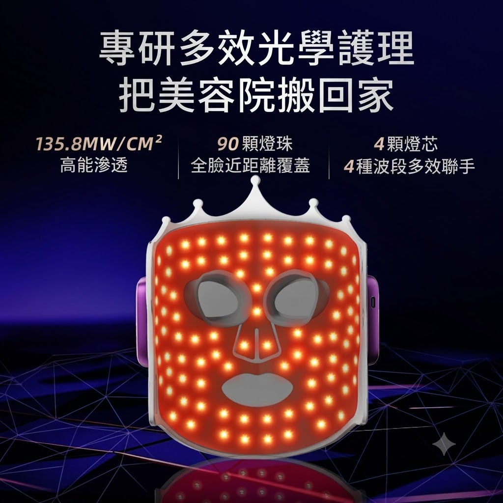YD美膚面罩儀紅藍光祛煥膚儀淡痘印嫩膚亮白大小排燈家用美容儀