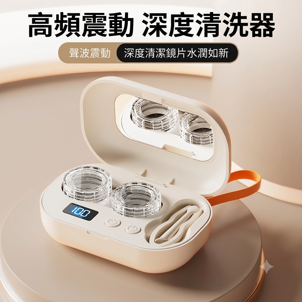 全新高頻聲波全自動隱形眼鏡清洗器 美瞳清洗盒 電動便攜沖洗神器 角膜塑形聲波清潔機超沖洗儀器