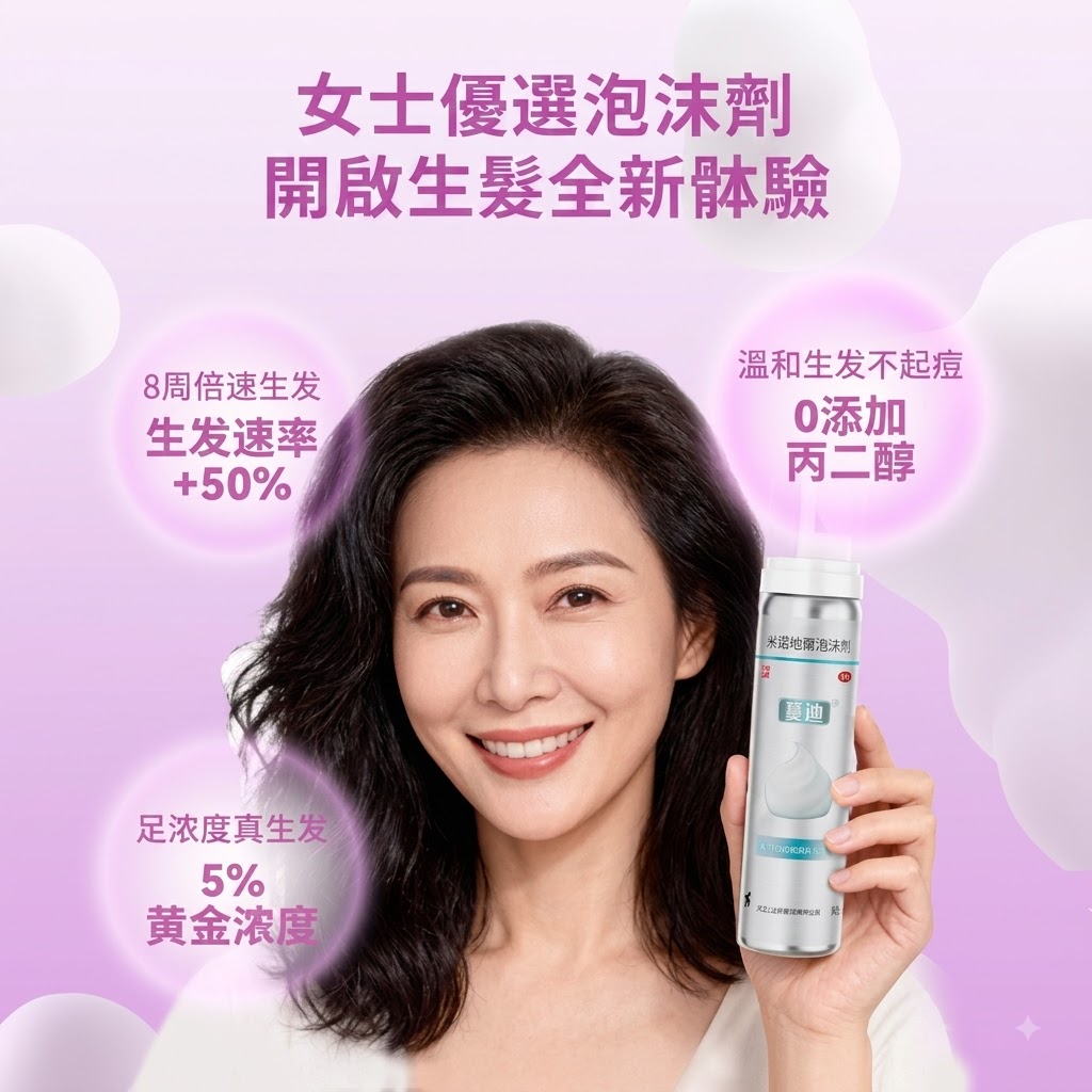蔓迪第二代米諾地爾泡沫劑女士髪縫髮際線清爽生髮快速舒適非液
