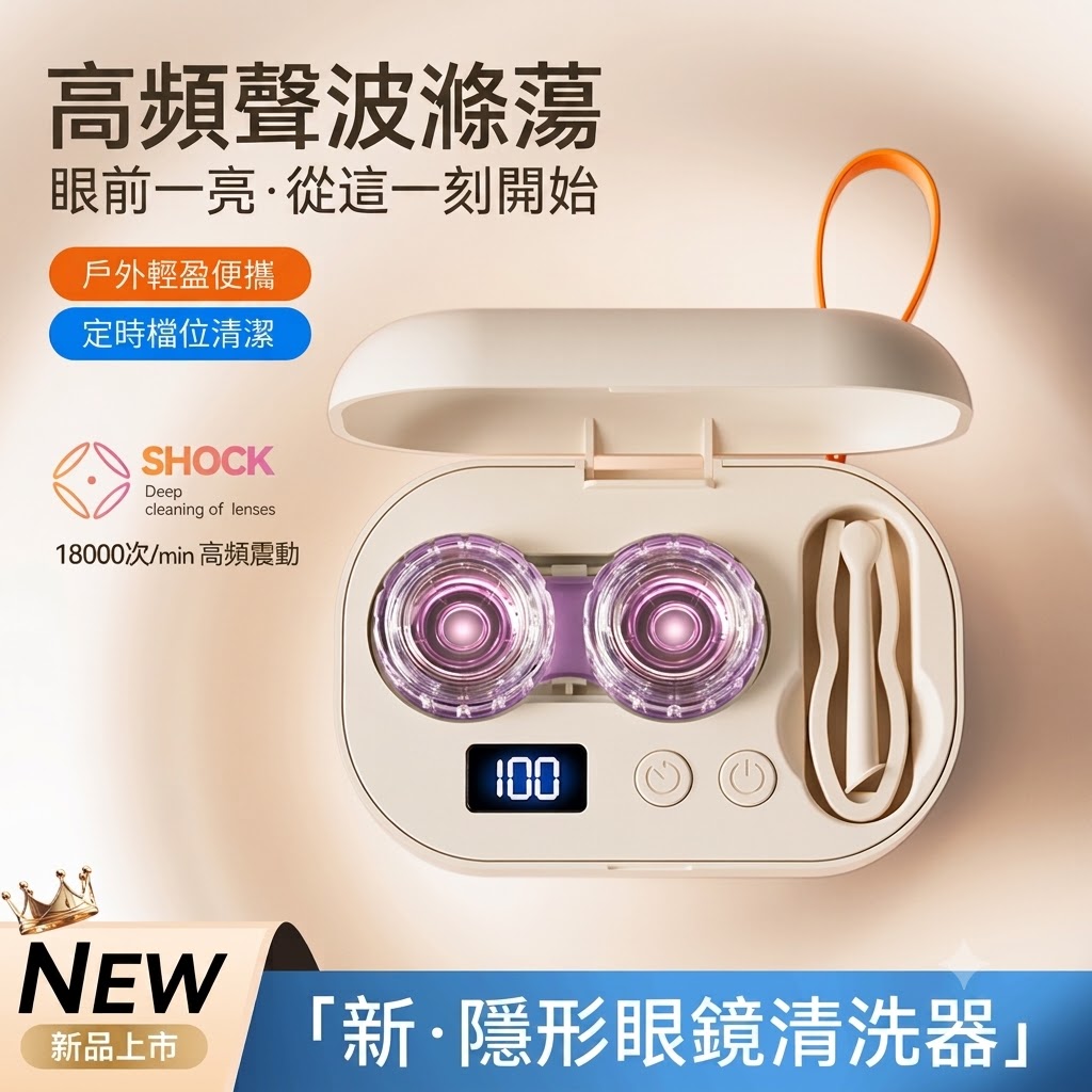 全新高頻聲波全自動隱形眼鏡清洗器 美瞳清洗盒 電動便攜沖洗神器 角膜塑形聲波清潔機超沖洗儀器