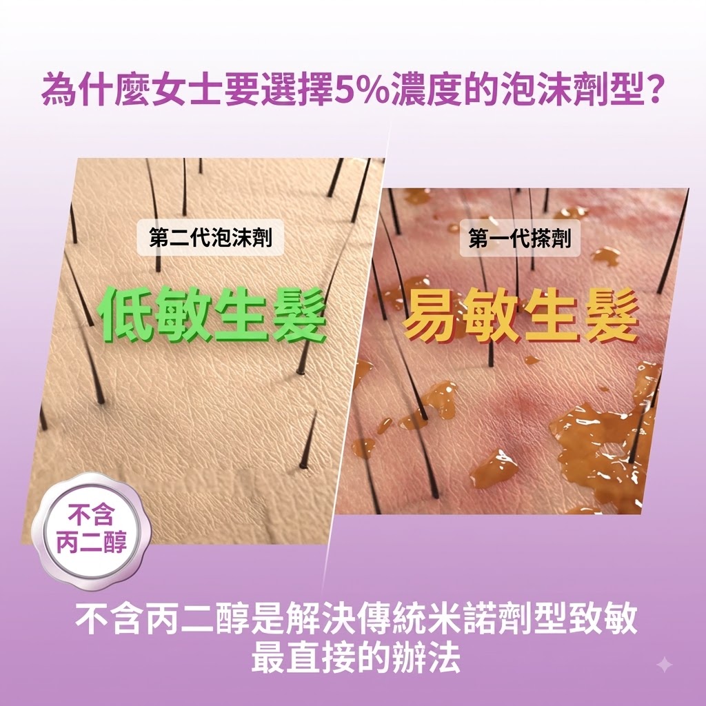 蔓迪第二代米諾地爾泡沫劑女士髪縫髮際線清爽生髮快速舒適非液