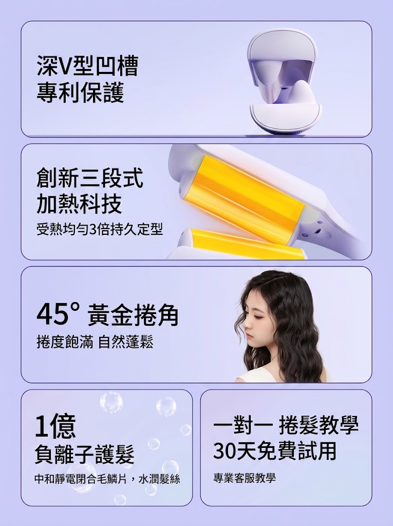 敏煌深V蛋卷頭捲髮棒32mm蛋蛋卷夾板款羊毛卷水波紋波浪電燙神器
