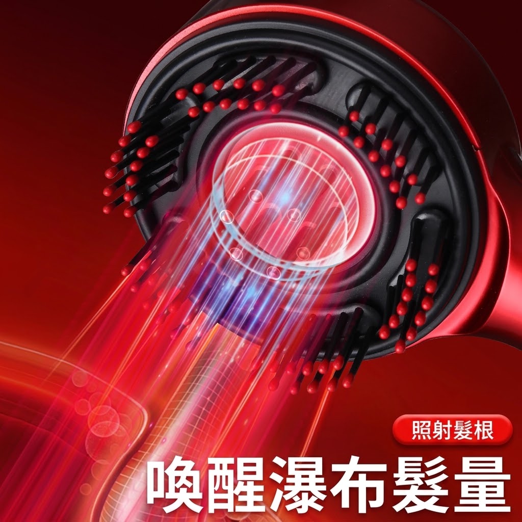 紅光生髮梳 頭皮按摩器 紅光生髮帽增髪育髪按摩梳電動健髮梳生髮儀