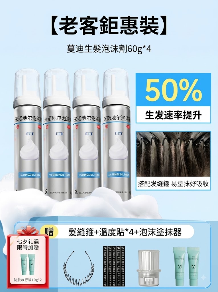 蔓迪米諾地爾泡沫劑60g曼迪生髮泡沫男性型防脫髮斑禿治脫生髮