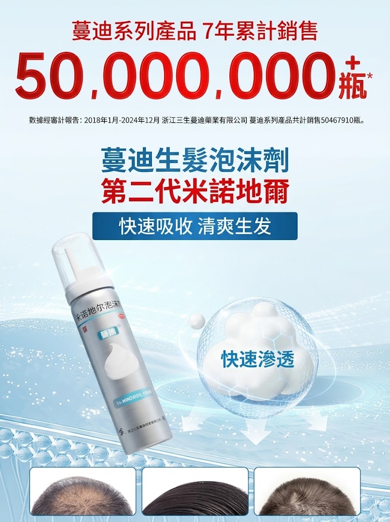 蔓迪米諾地爾泡沫劑60g曼迪生髮泡沫男性型防脫髮斑禿治脫生髮