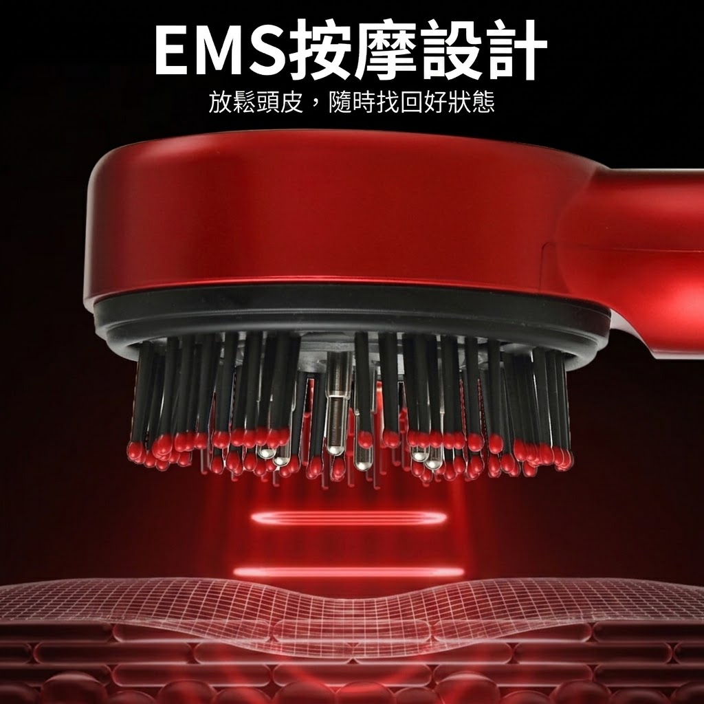 紅光生髮梳 頭皮按摩器 紅光生髮帽增髪育髪按摩梳電動健髮梳生髮儀