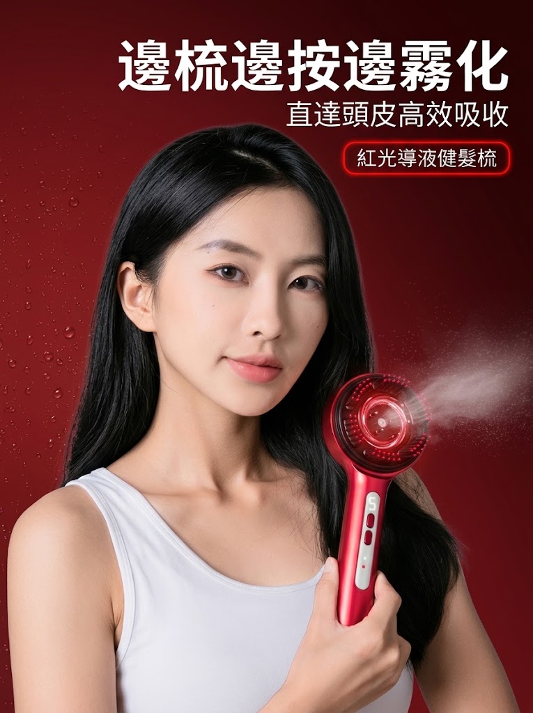 紅光生髮梳 頭皮按摩器 紅光生髮帽增髪育髪按摩梳電動健髮梳生髮儀