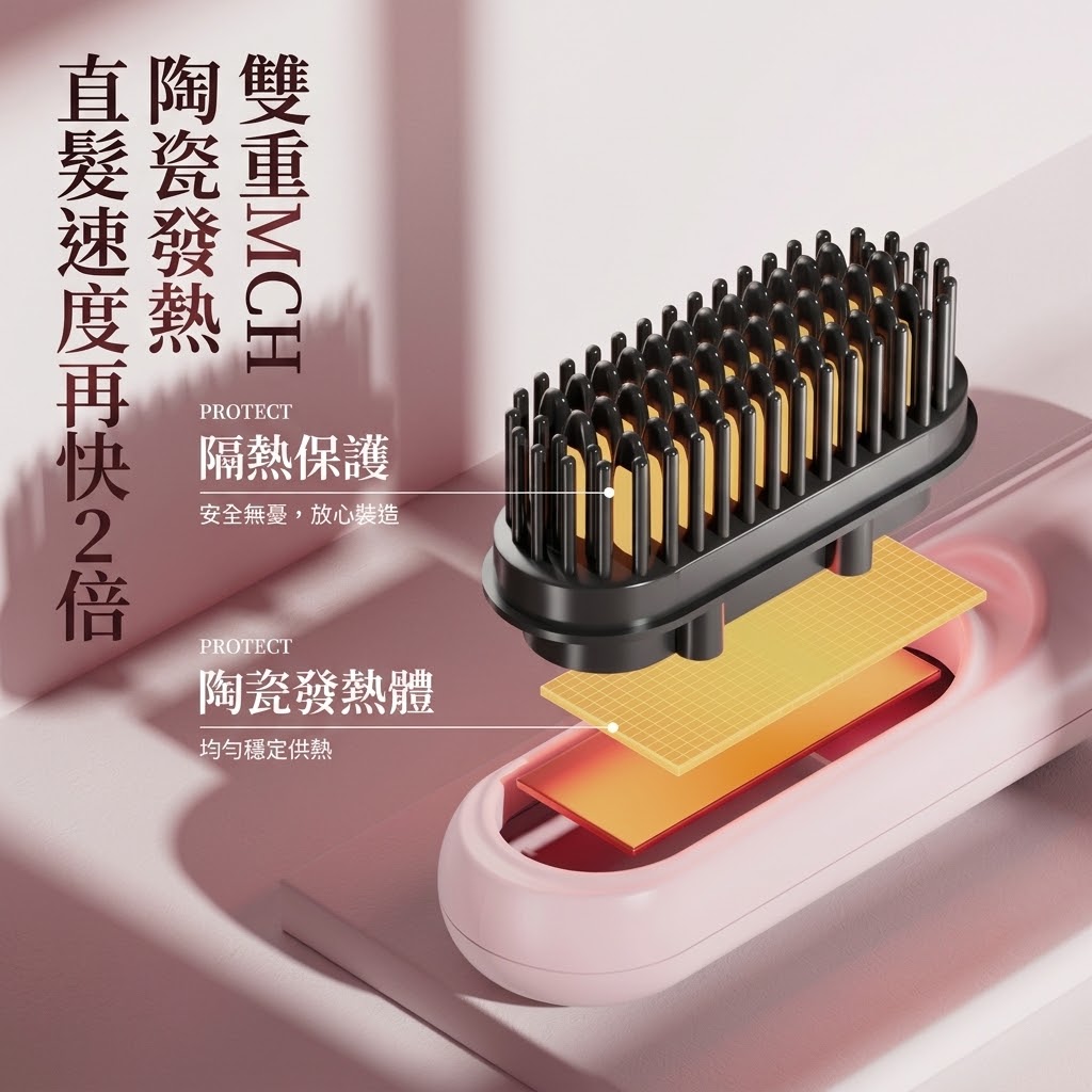 無線直髮梳負離子不傷髮捲發棒直兩用直板夾便捷蓬鬆