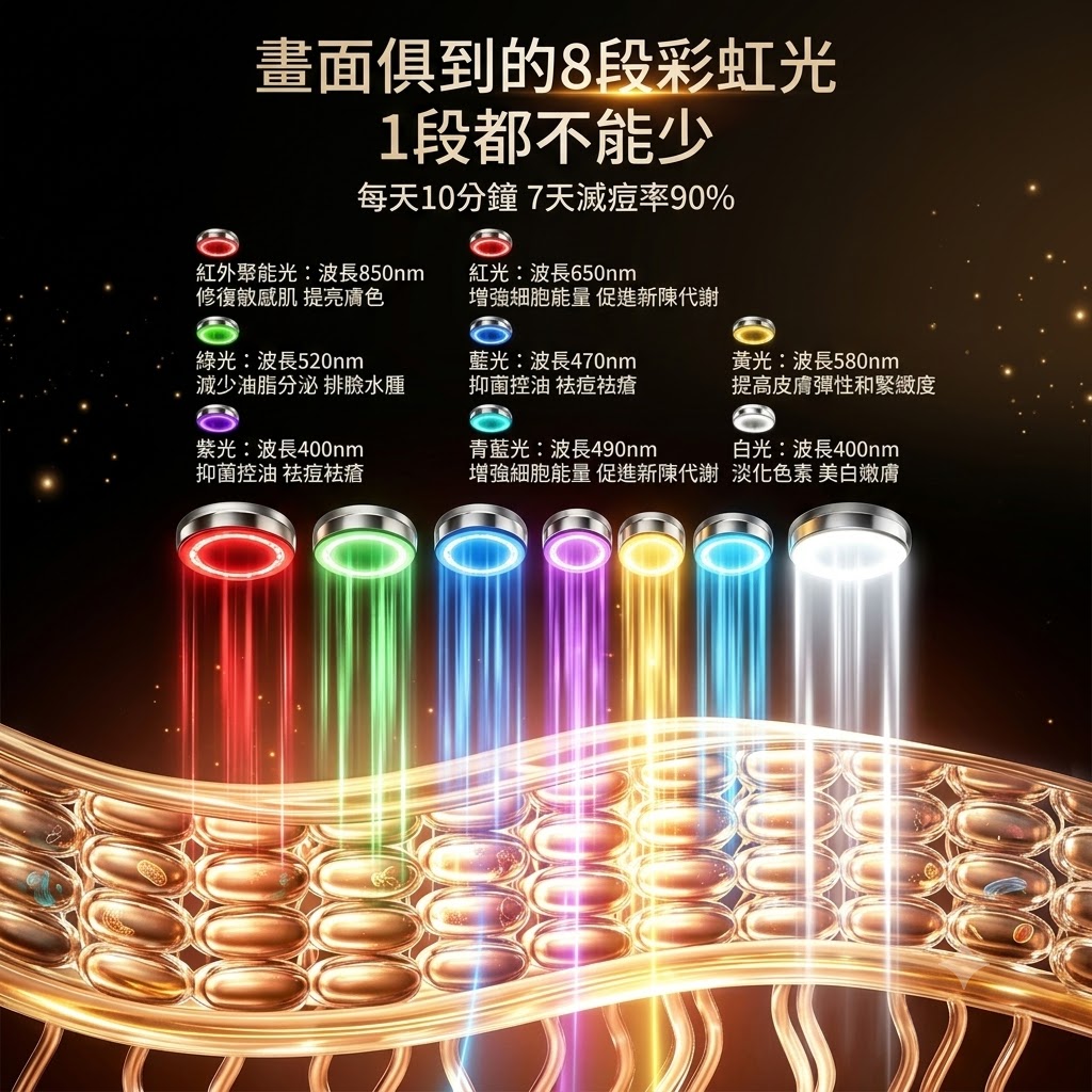 光子嫩膚儀led紅藍光祛痘面罩美容儀家用臉部美白麪膜儀器大排燈