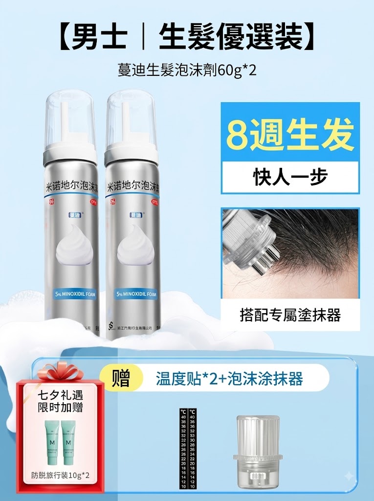 蔓迪米諾地爾泡沫劑60g曼迪生髮泡沫男性型防脫髮斑禿治脫生髮