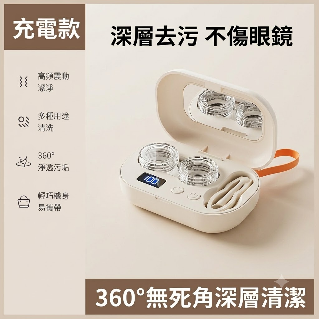 全新高頻聲波全自動隱形眼鏡清洗器 美瞳清洗盒 電動便攜沖洗神器 角膜塑形聲波清潔機超沖洗儀器