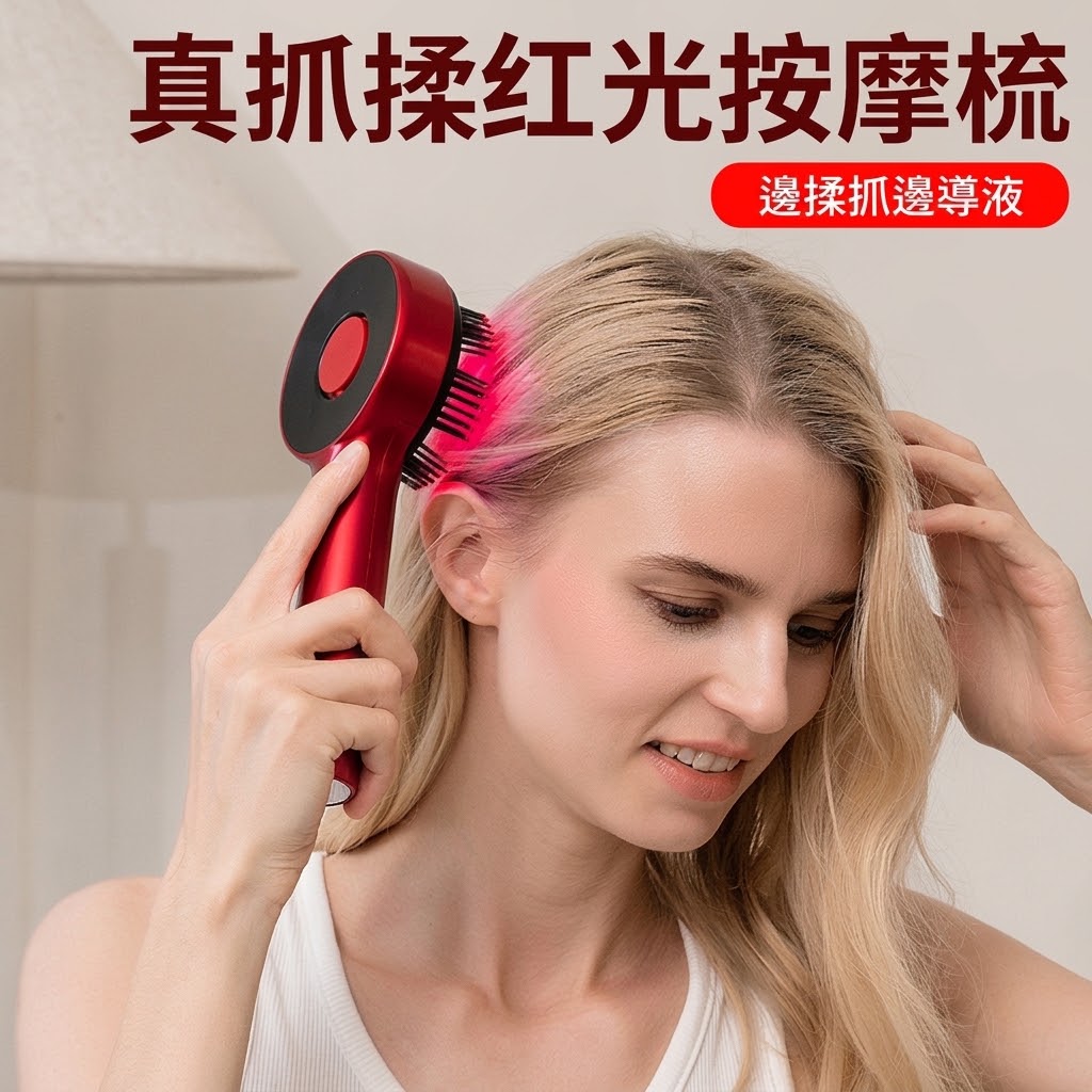 紅光生髮梳 頭皮按摩器 紅光生髮帽增髪育髪按摩梳電動健髮梳生髮儀