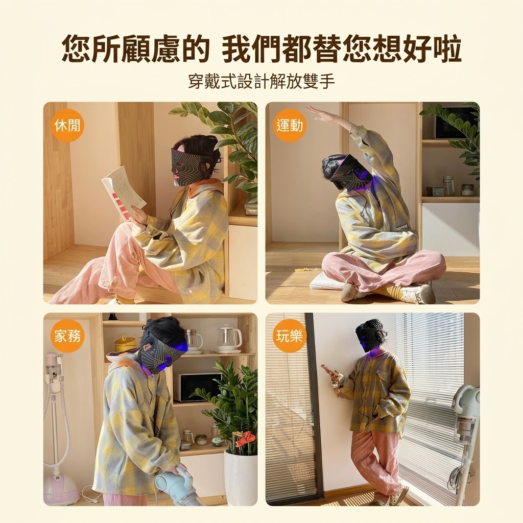 光子嫩膚儀led紅藍光祛痘面罩美容儀家用臉部美白麪膜儀器大排燈