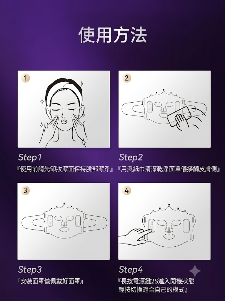 YD美膚面罩儀紅藍光祛煥膚儀淡痘印嫩膚亮白大小排燈家用美容儀