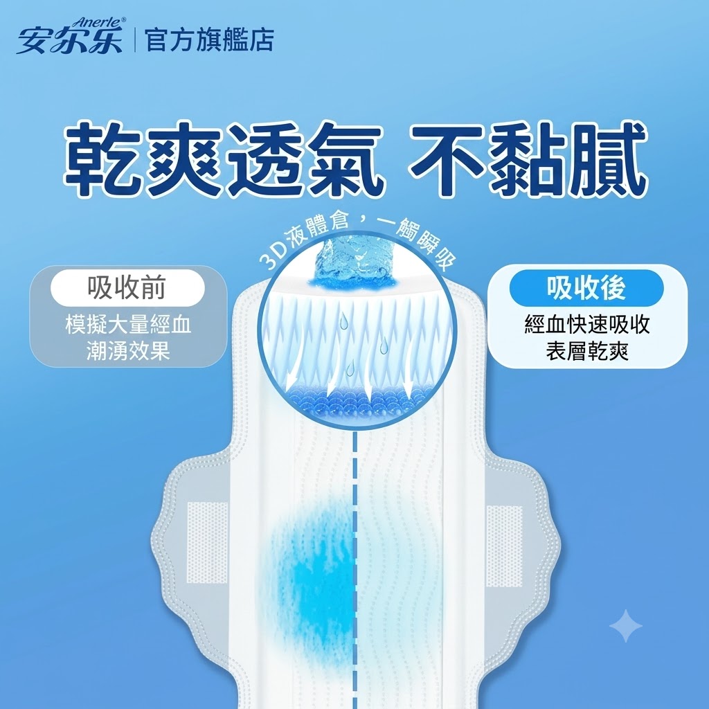 【官方正品】液體衞生棉 安爾樂瞬吸液體衞生巾 極薄三維防漏 245日用10片