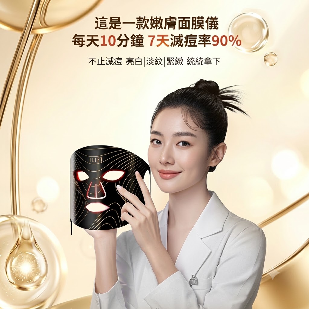 光子嫩膚儀led紅藍光祛痘面罩美容儀家用臉部美白麪膜儀器大排燈