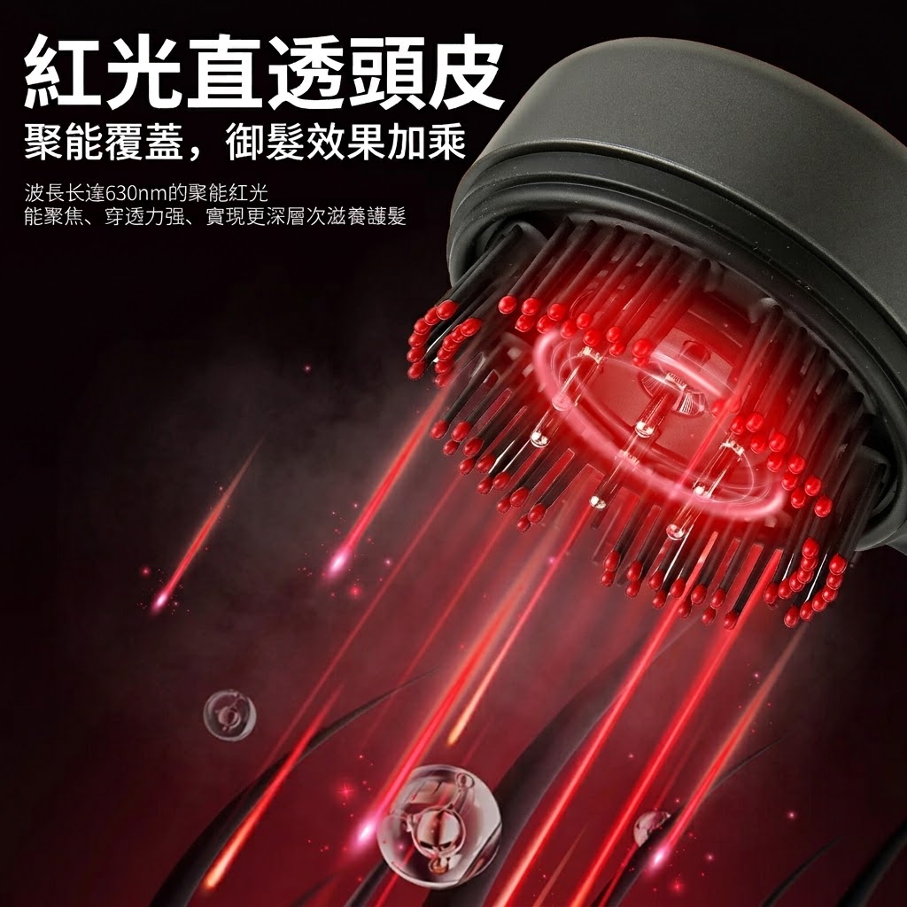 紅光生髮梳 頭皮按摩器 紅光生髮帽增髪育髪按摩梳電動健髮梳生髮儀