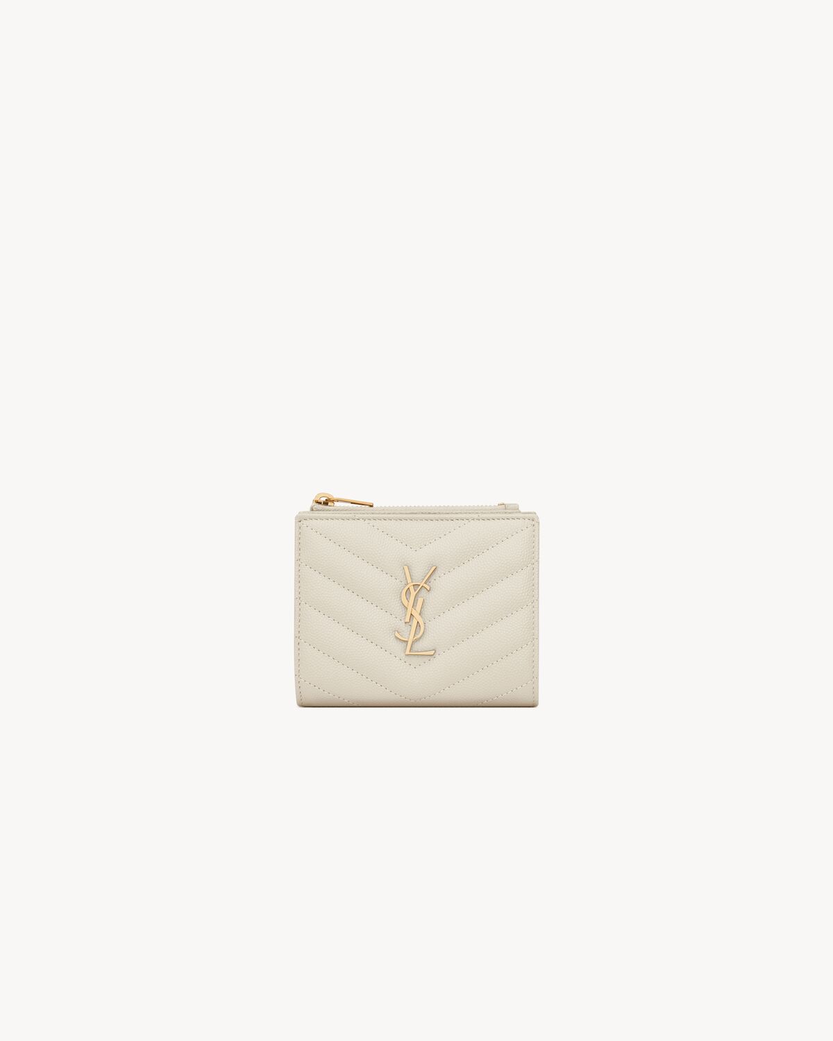 cassandre matelassé bi-fold wallet in grain de poudre leather BLANC VINTAGE