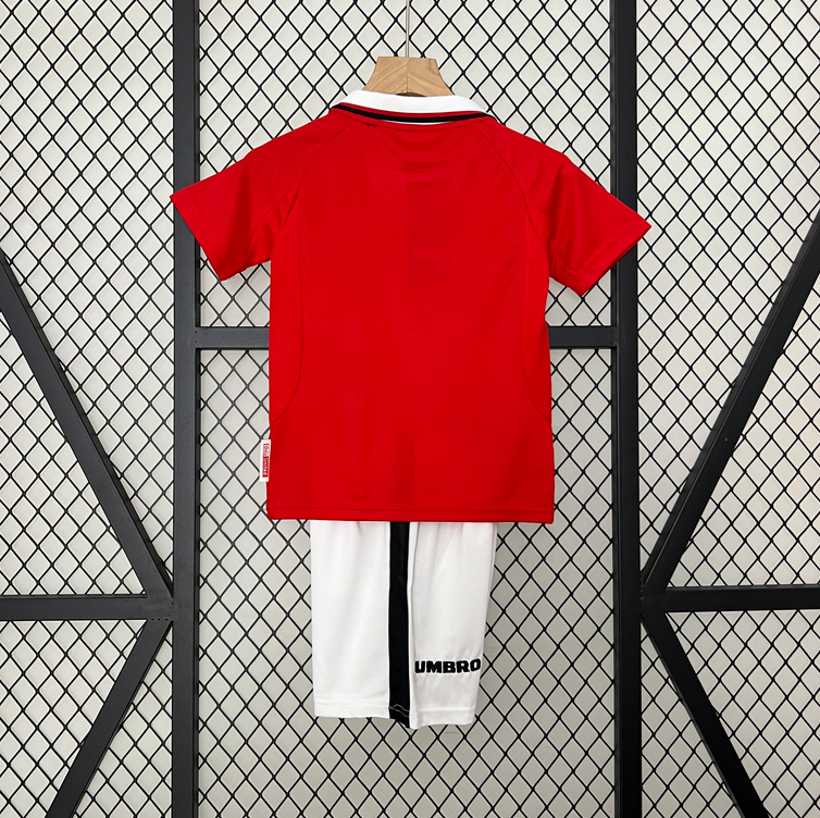 99/00 Manchester United home ground Retro Football Soccer Kids Kit