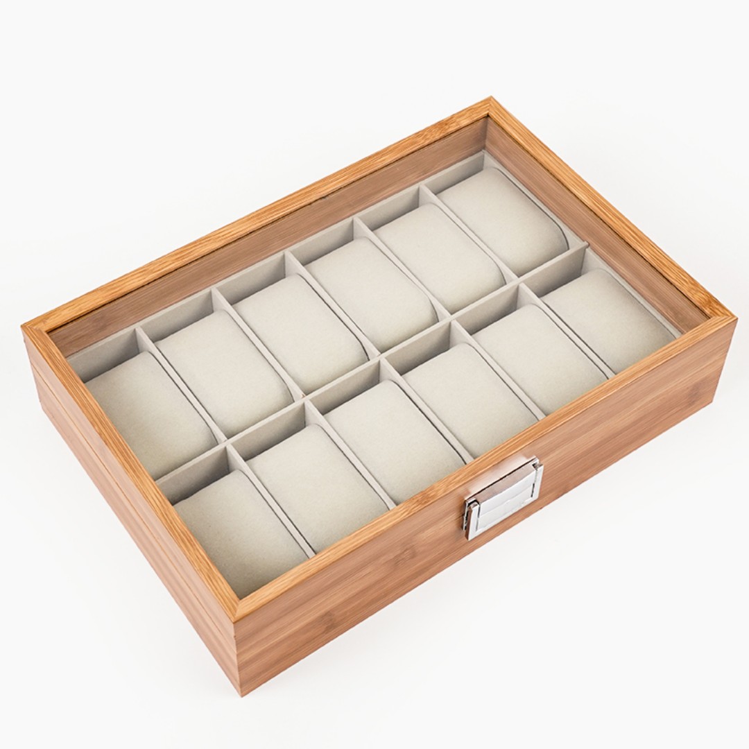 1,2,3,6,10,12 Slot Watch Cases for Men Watch Box with Large Glass Lid Lockable Wood Watch Display Case Watch Organizer Giftable Elegant Watch Holder custom logo