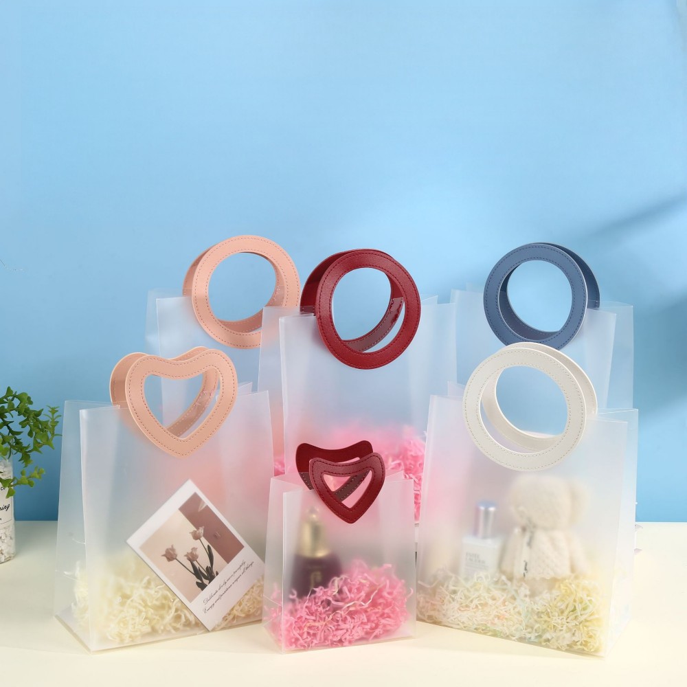PP Frosted Transparent Handheld Gift Bag, Plastic Festival Souvenir Bag, Wedding Candy & Flower Tote Bag, Custom Logo Packaging Bag, In Stock Wholesale