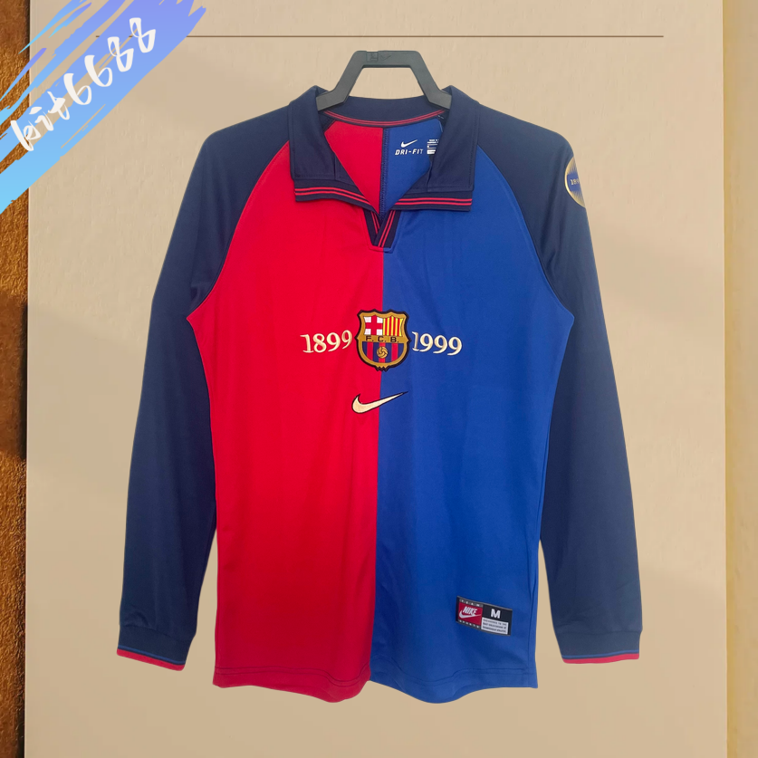 1899/1999 Barcelona  home long sleeves Retro Football Shirt