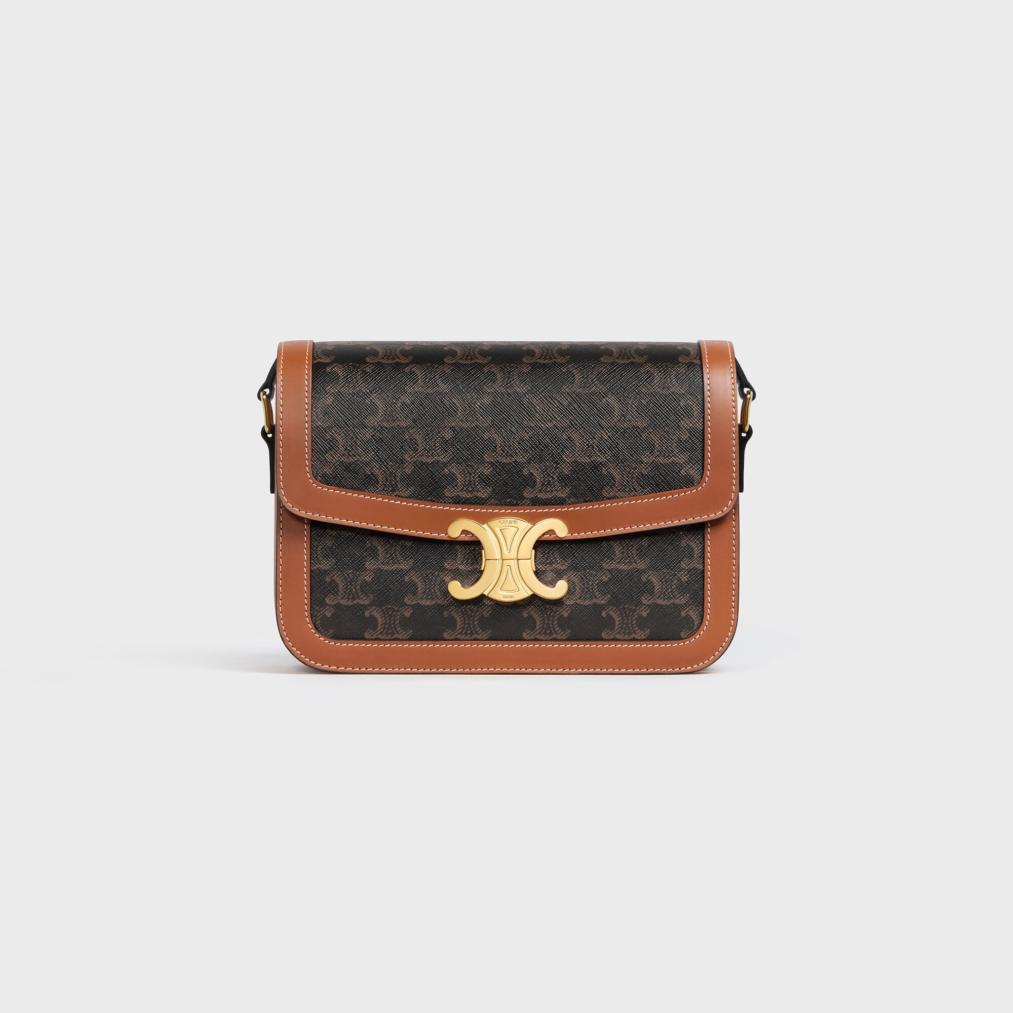 CLASSIQUE TRIOMPHE BAG IN Triomphe Canvas and Calfskin TAN