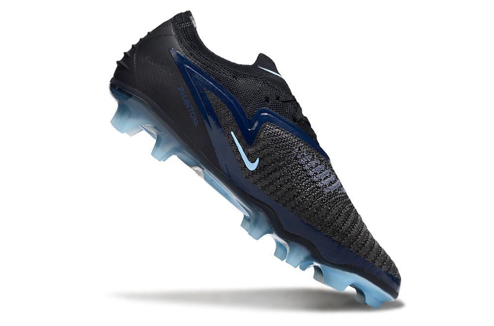 N Phantom 6 Elite Low Cut FG Shadow - Black/Ice Blue
