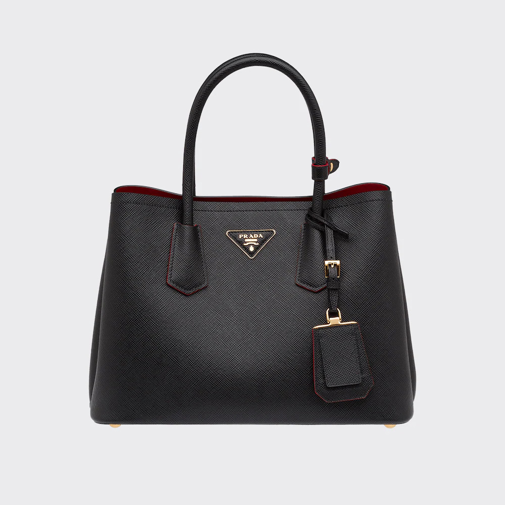 Small Saffiano Leather Double Bag
