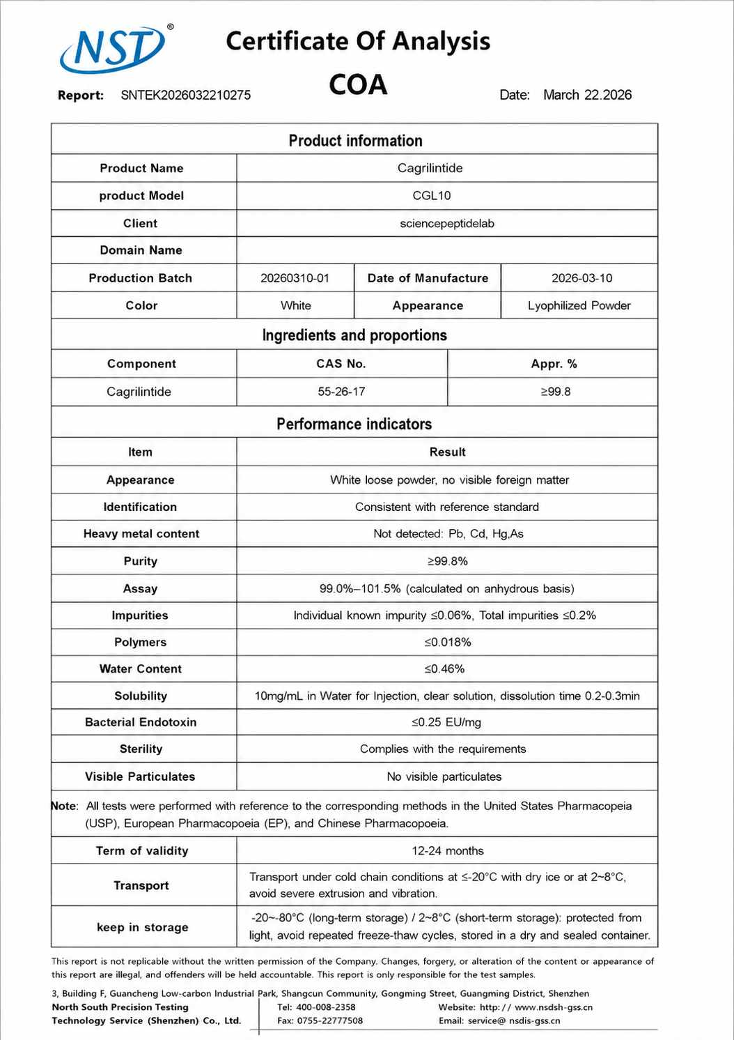 CGL10(Cagrilintide)-10mg×10vials