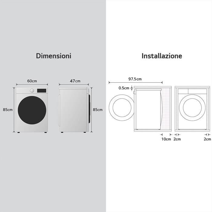 LG - Lavatrice Slim F4NA10S7NWK 7KG Classe A-White