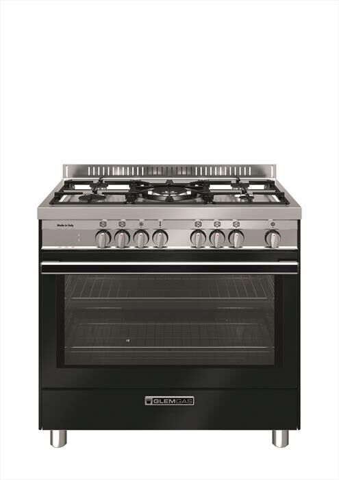 GLEM GAS - Cucina a gas ST965MBK Classe A+-Nero Carbone