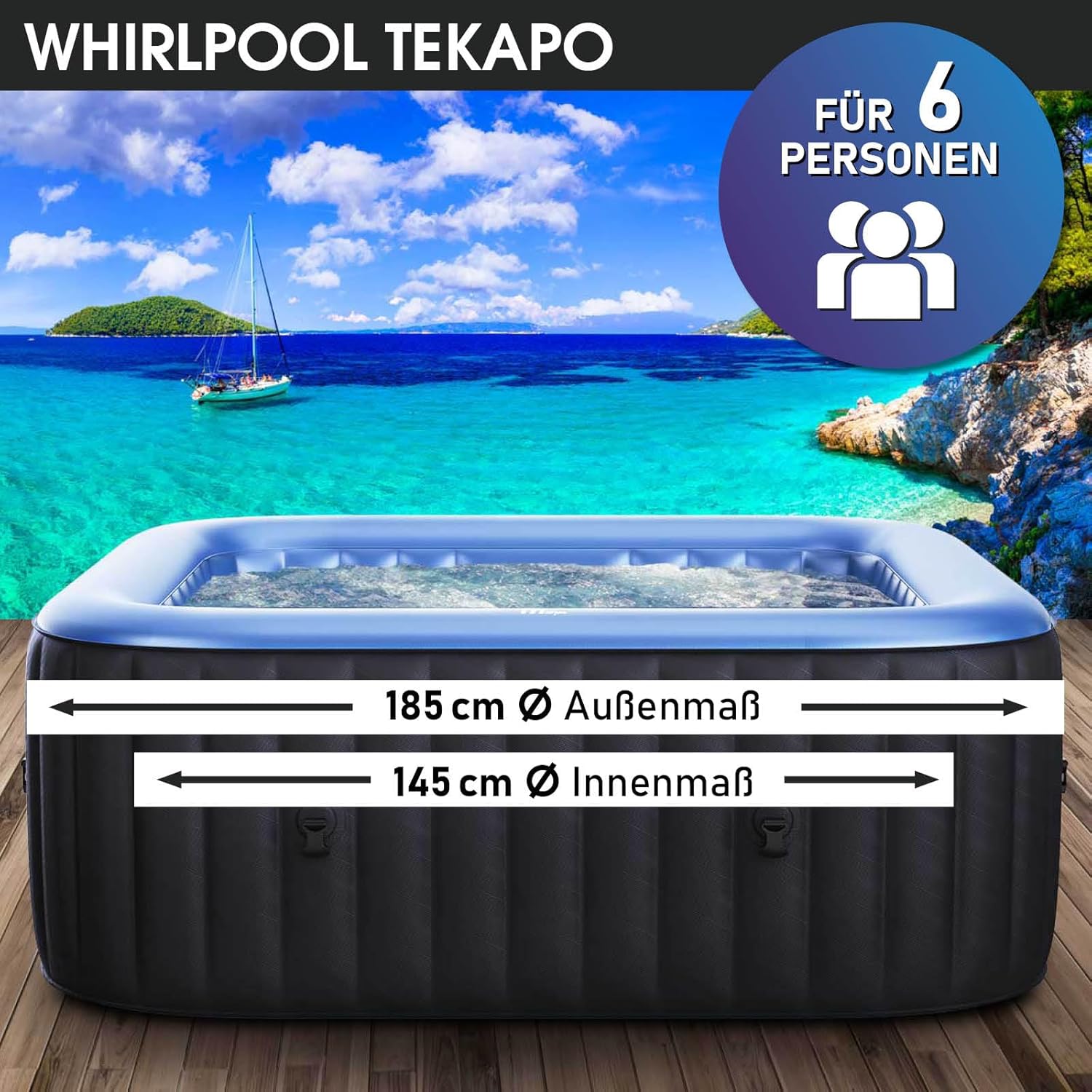 BRAST MSpa Inflatable for 6 People Spa 185 x 185 cm In-Outdoor Pool