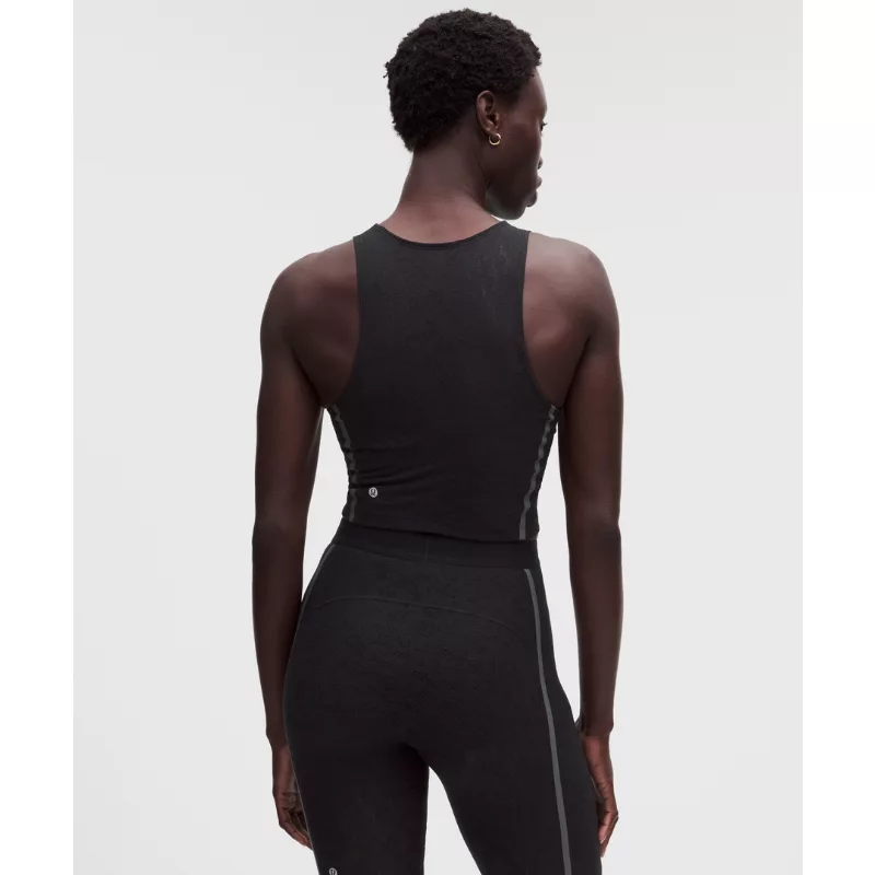 Lace-Panelled Cropped Tank Top