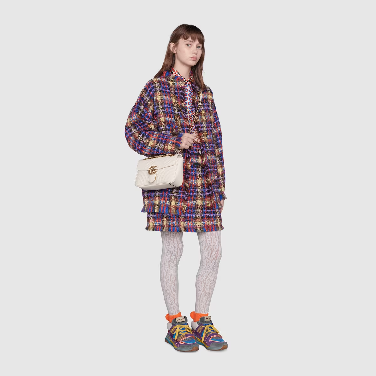 G Marmont Small White Matelass Shoulder Bag