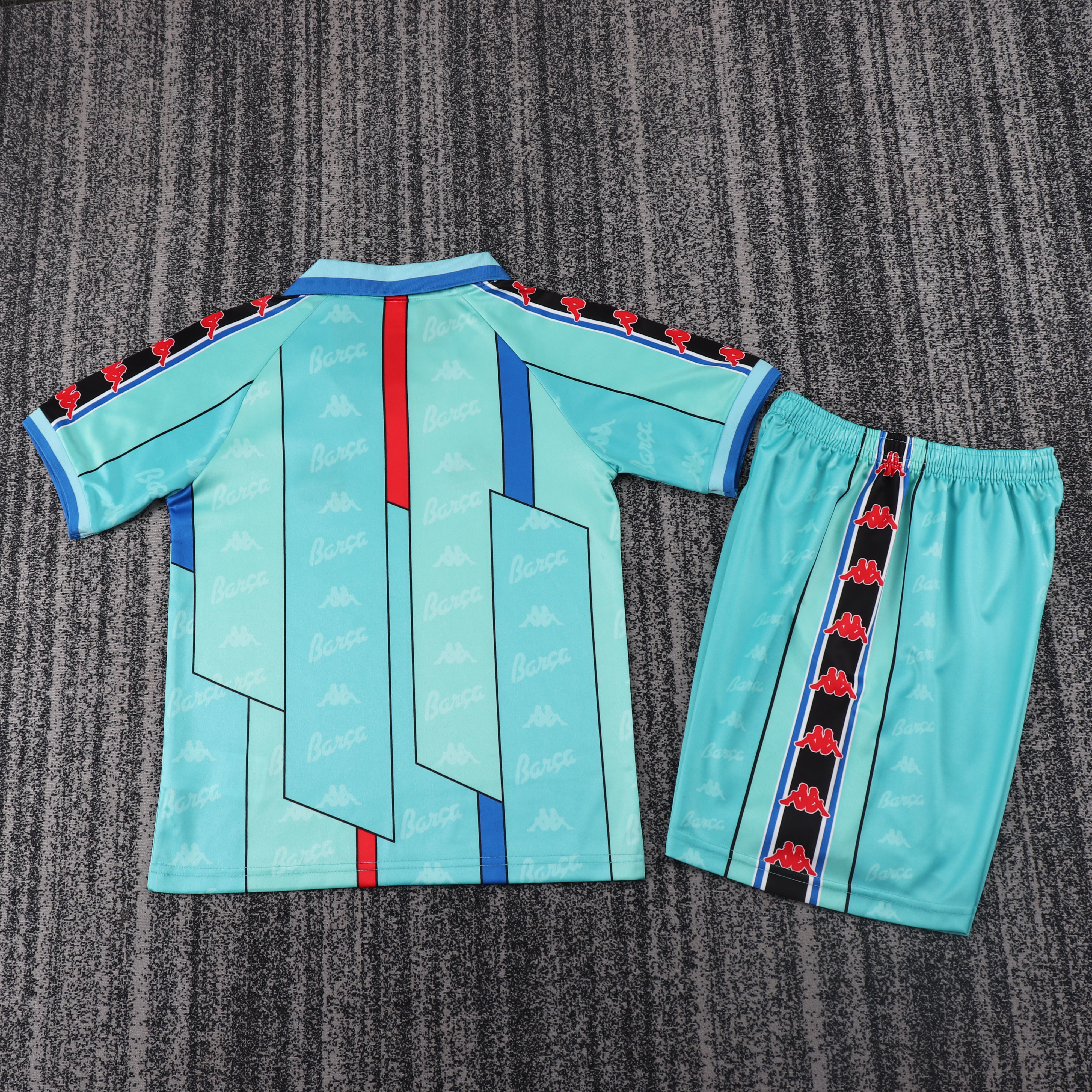 1996/1997 Barcelona Away Retro Football Shirt (Kids Kit)
