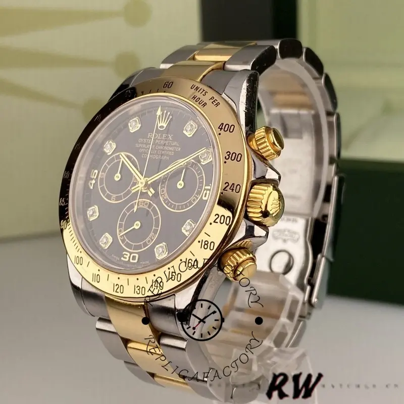 Rolex Daytona 116523 Stainless Steel Black Diamond Dial 40mm Mens Replica Watch