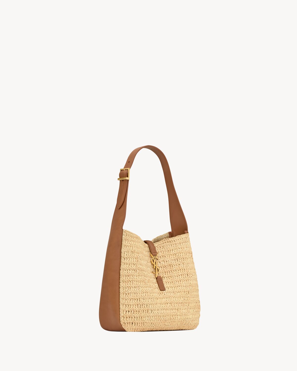 le 5 à 7 supple small in raffia and leather PALE BROWN AND BRICK