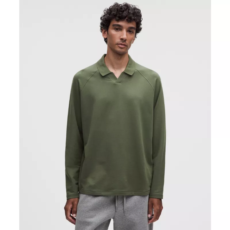 Buttery Loopback Collared Long-Sleeve Shirt