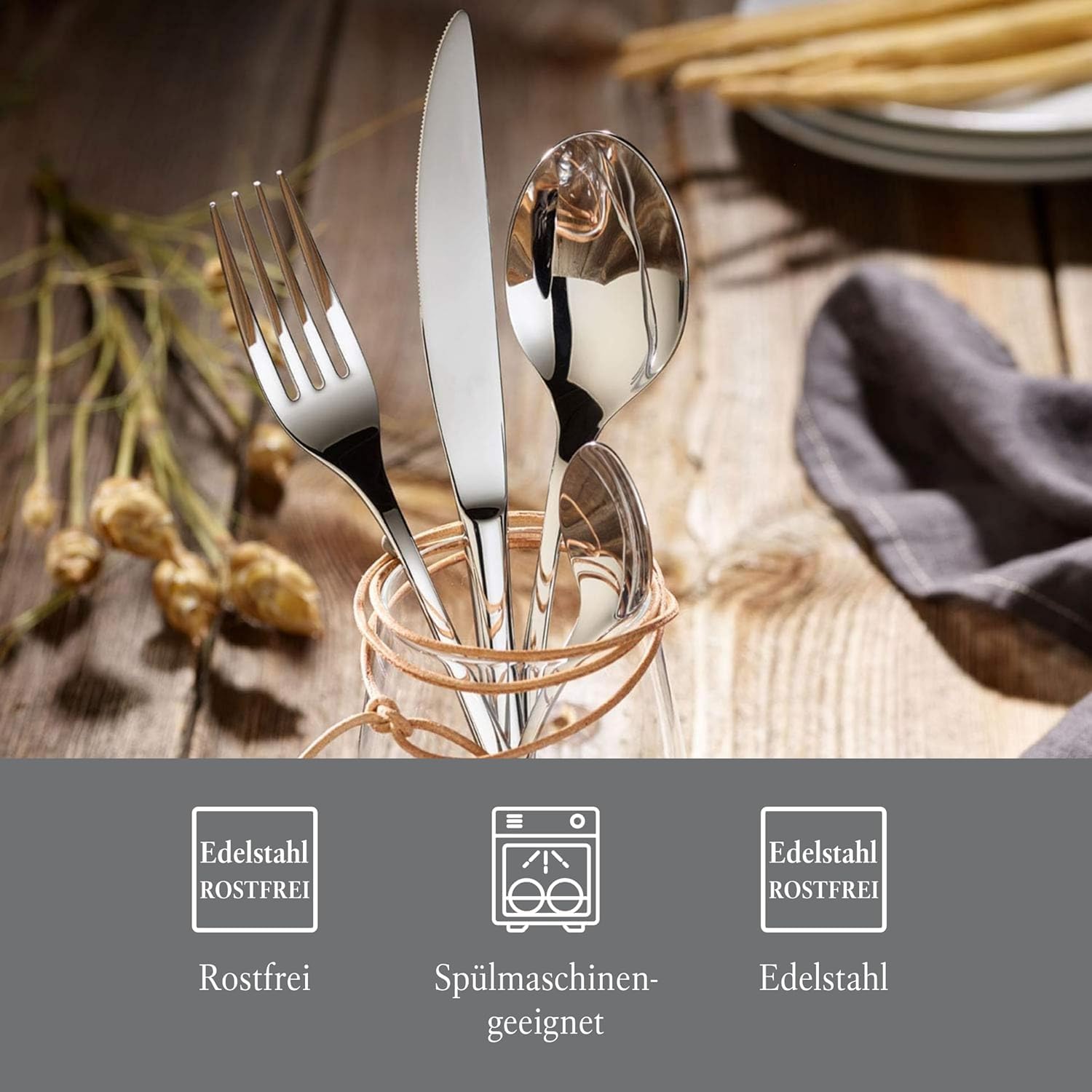 Villeroy & Boch Vivo Group-New Fresh Basic Service. 24 Pieces. Universal Cutlery Set Day Use. 18/10 Stainless Steel. Silver