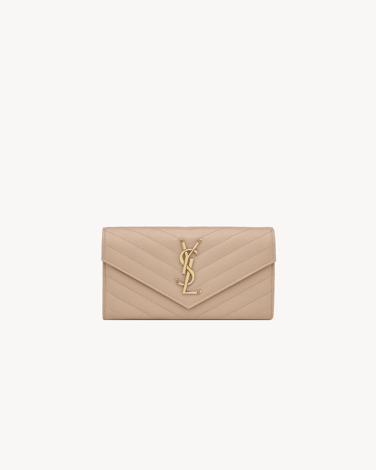 cassandre matelassé large flap wallet in grain de poudre leather DARK BEIGE