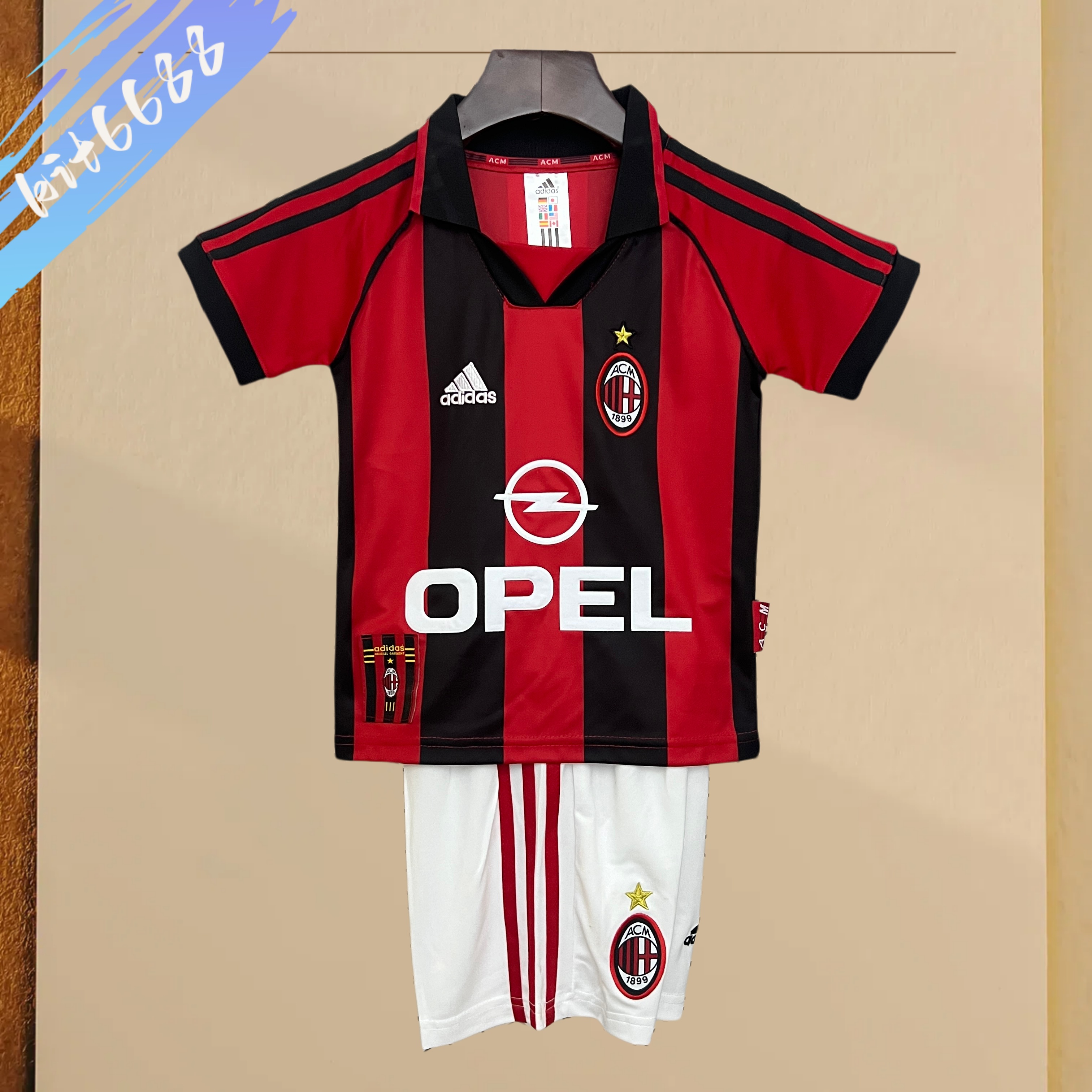 1998/1999 AC Milan Home Retro Football Jersey (Kids Kit)