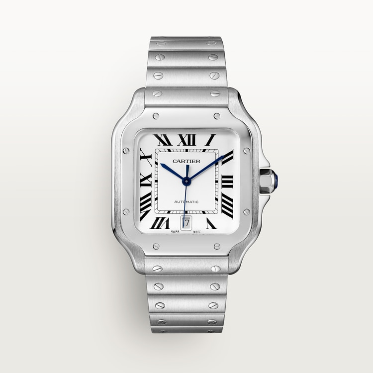 Santos de Cartier watch Large model Silvered opaline dial 39.8 mm
