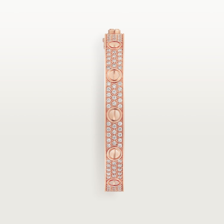 LOVE bracelet, classic model, paved 18K rose gold 6.7 mm