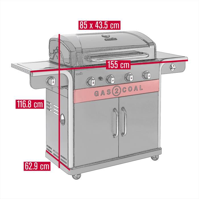 CHAR-BROIL - Barbecue BBQ GAS2COAL 2.0 4B F4+1-Black