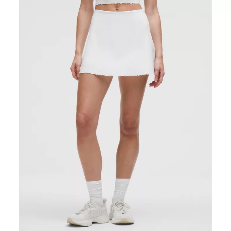Scallop-Hem High-Rise Tennis Skirt