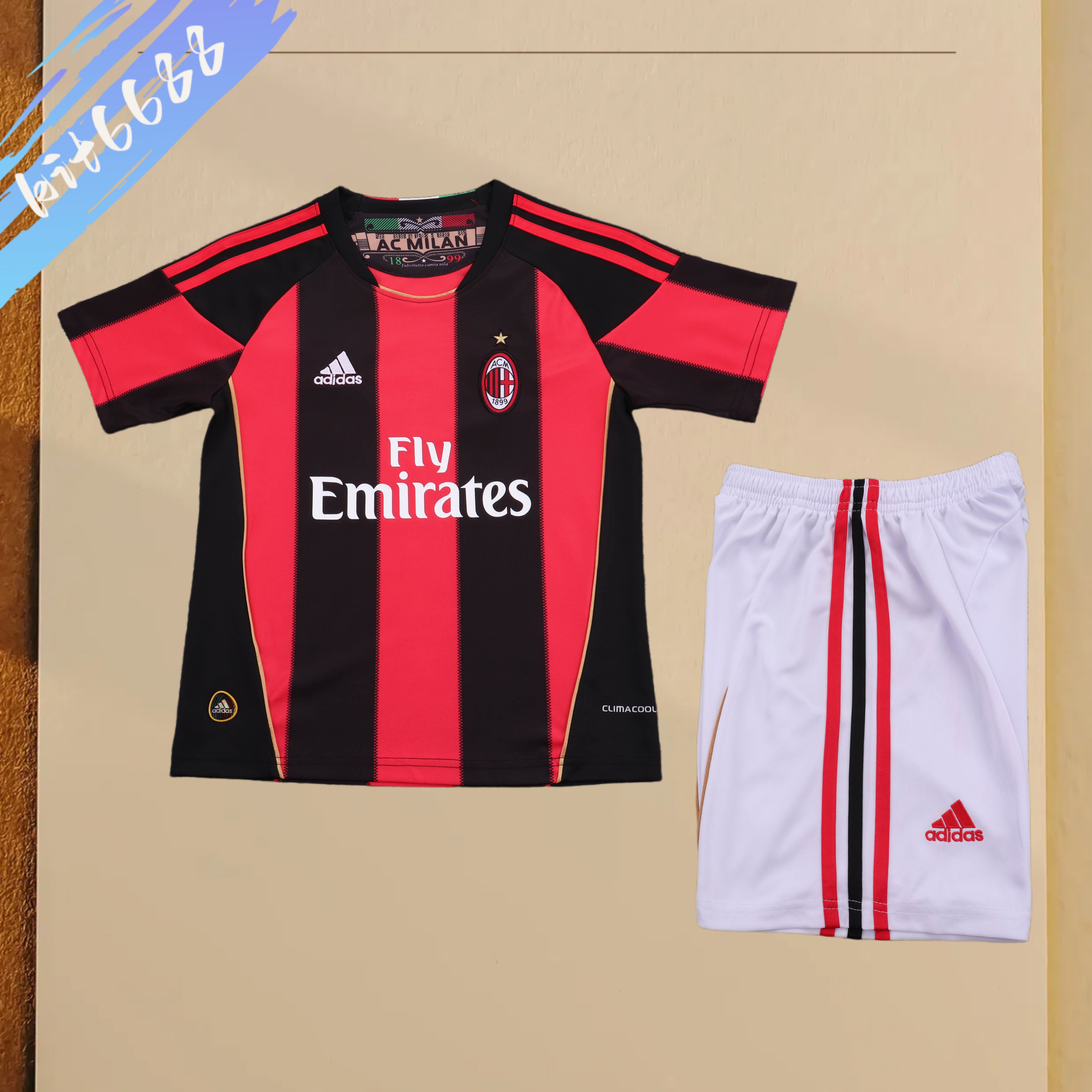 复制2011/2012 AC Milan home Retro Football Jersey (Kids Kit)