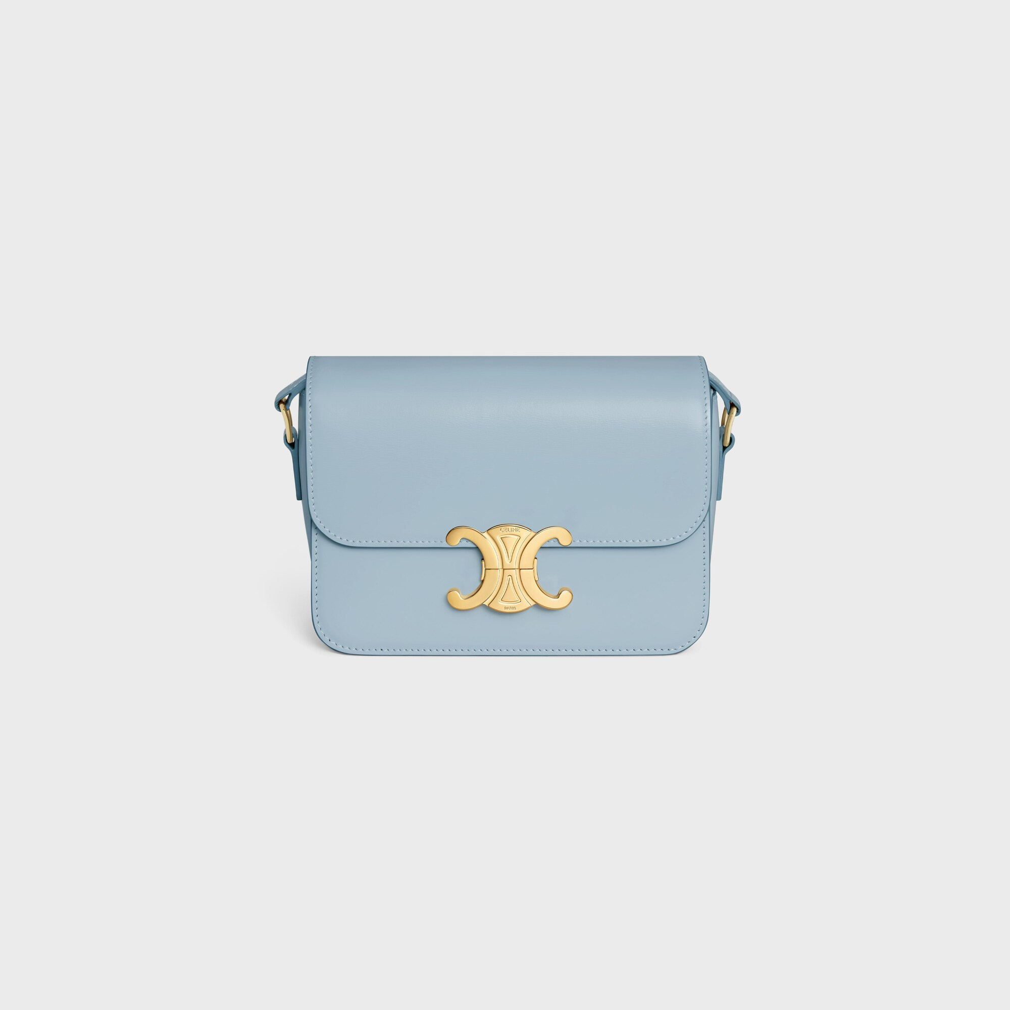 Teen Triomphe Bag in shiny calfskin PALE BLUE