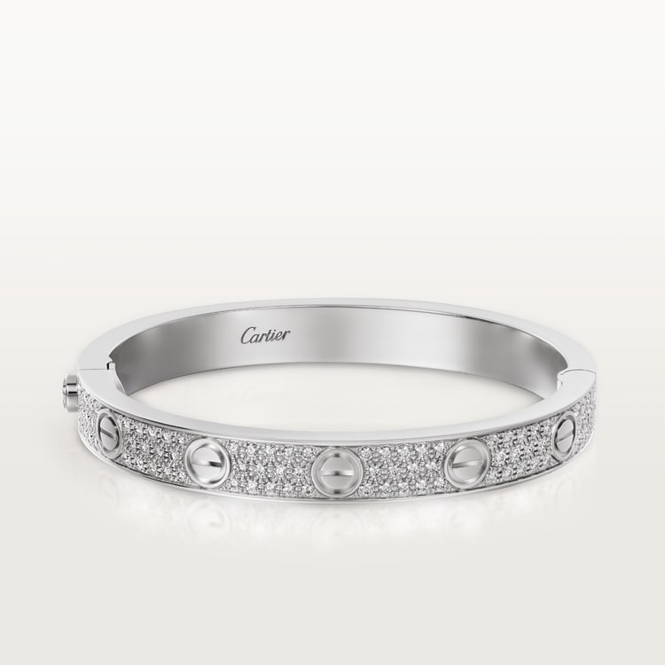 LOVE bracelet, classic model, paved 18K white gold 6.7 mm
