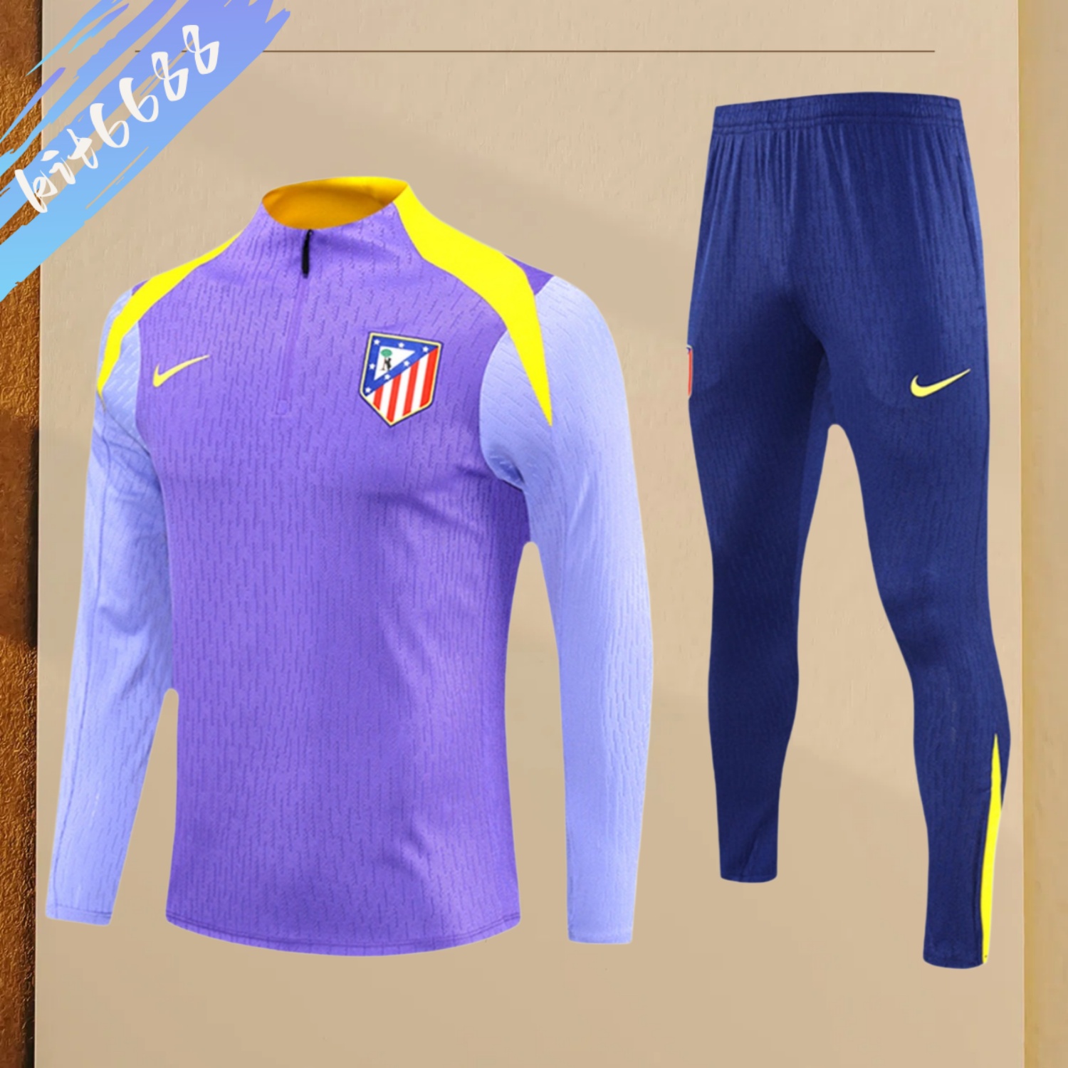 2025/2026 Atletico Madrid Purple Kids Half Zip Training Clothes (Kids Kit)